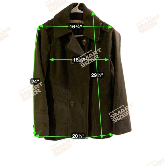 Kenneth Cole New York Pea Coat Size 6 Wool Blend Green Military Double Breasted - Picture 9 of 9